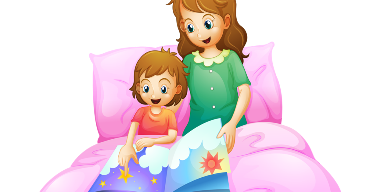 Картинки читаем перед сном. Мультяшная девочка с мамой. Мама читает сказку ребенку. Чтение перед сном детям. Мама с детьми читает иллюстрация.